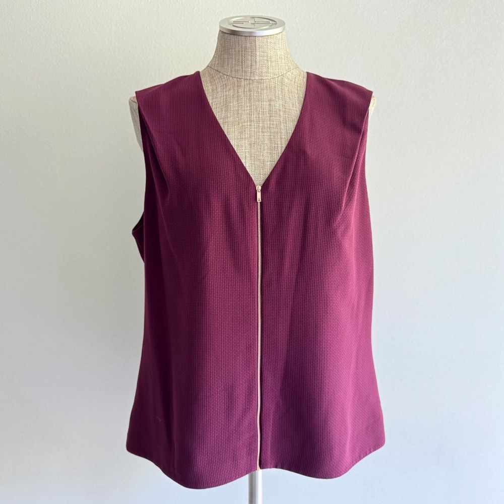 Ted Baker London Plum Zip-Front Sleeveless Top